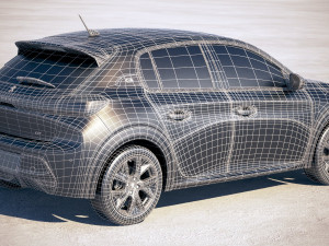 Peugeot E-208 2020 vray 3Dモデル