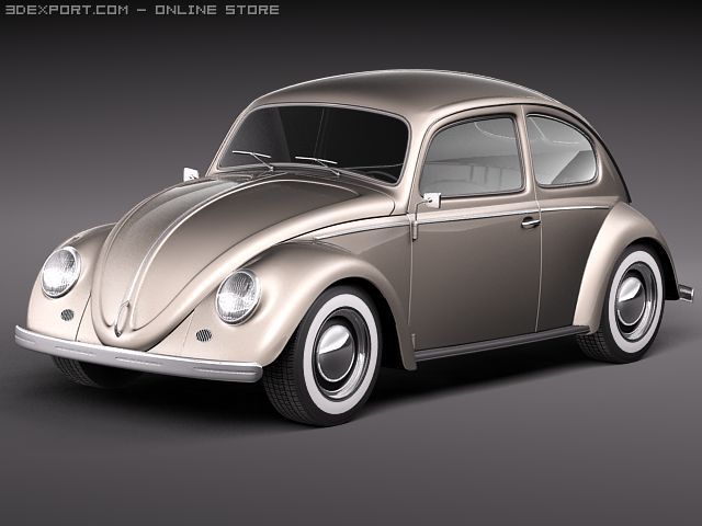 Volkswagen beetle 1950 3D Model .c4d .max .obj .3ds .fbx .stl .blend
