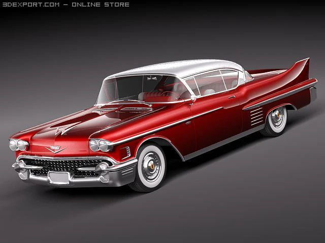 Cadillac Deville Coupe 1958 3D Model .c4d .max .obj .3ds .fbx .stl .blend 