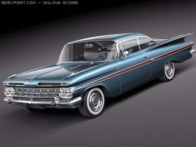 Chevrolet Impala 1959 Coupe 3D Model .c4d .max .obj .3ds .fbx .stl .blend 
