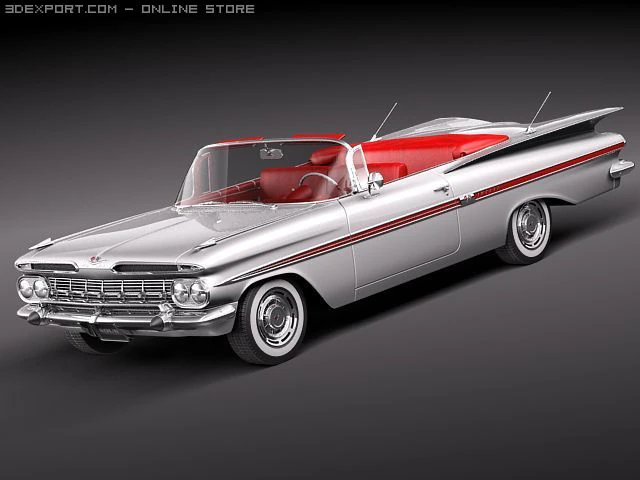 Chevrolet Impala Convertible 1959 3D Model .c4d .max .obj .3ds .fbx .stl .blend 