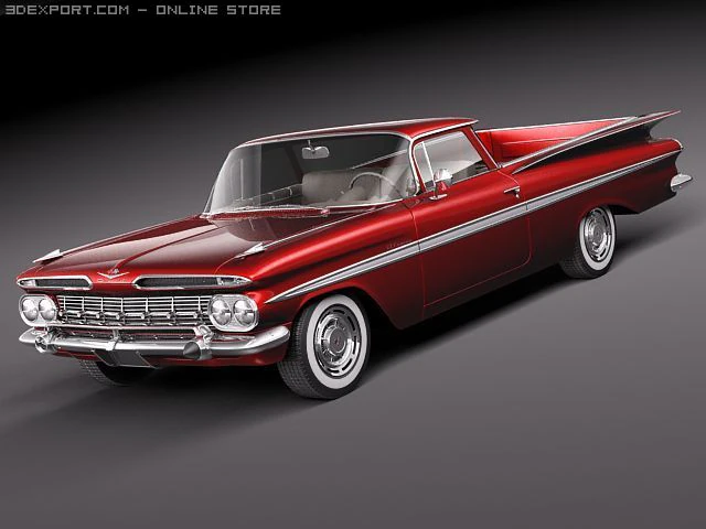 Chevrolet El Camino 1959 3D Model .c4d .max .obj .3ds .fbx .stl .blend 
