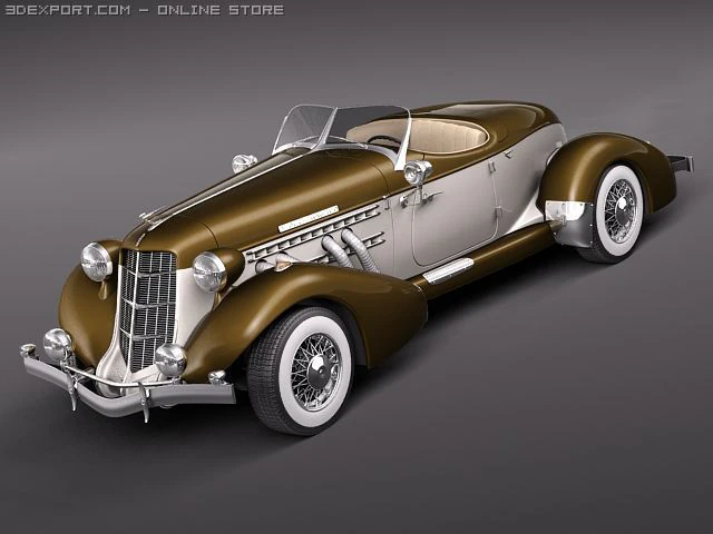 Auburn Speedster 851 3D Model .c4d .max .obj .3ds .fbx .stl .blend