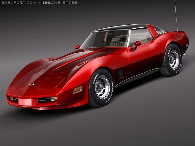 Chevrolet Corvette C3 1980 3D Model .c4d .max .obj .3ds .fbx .stl .blend