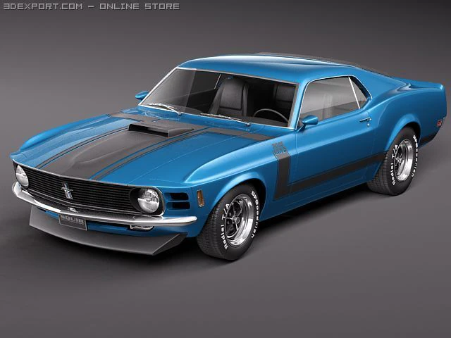 Mustang Boss 302 1970 3D Model .c4d .max .obj .3ds .fbx .stl .blend 