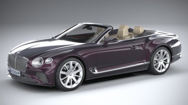 Bentley Continental GT Convertible 2020 3D 모델 .c4d .max .obj .3ds .fbx .stl .blend 