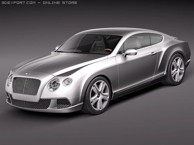 Bentley Continental GT 2012 3D Model .c4d .max .obj .3ds .fbx .stl .blend 