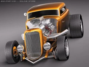F1934 3-window coupe hot rod 3D Model