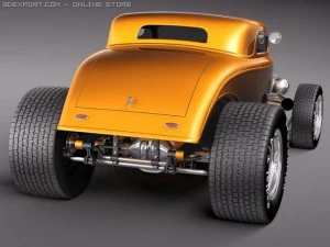 F1934 3-window coupe hot rod 3D Model