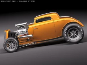F1934 3-window coupe hot rod 3D Model