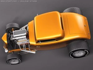F1934 3-window coupe hot rod 3D Model