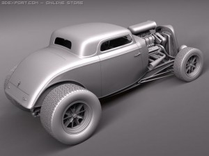 F1934 3-window coupe hot rod 3D 모델