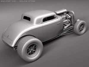 F1934 3-window coupe hot rod 3D Model