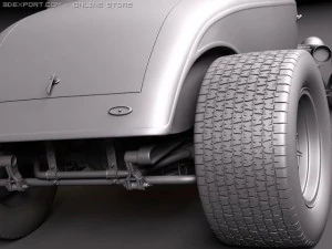 F1934 3-window coupe hot rod 3D Model