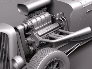 F1934 3-window coupe hot rod 3D Model