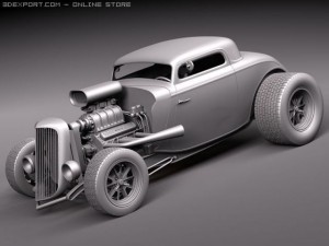 F1934 3-window coupe hot rod 3D 모델