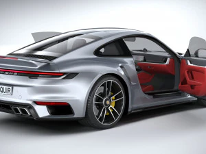 Porsche 911 Turbo S 2021 Lowpoly 3D Model