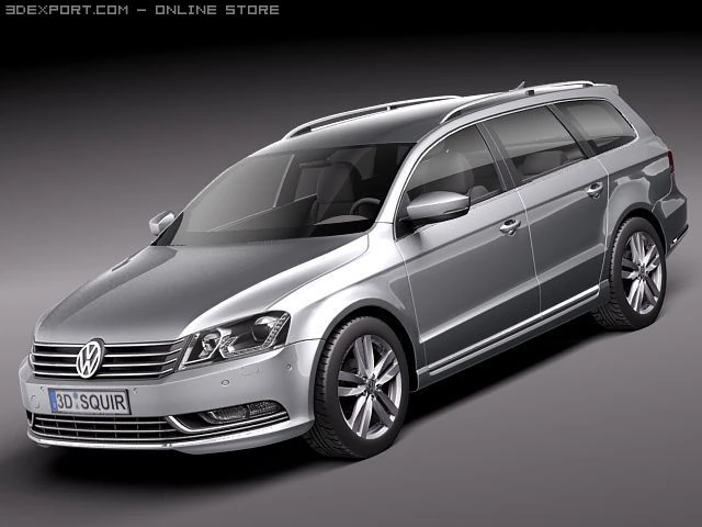 Volkswagen Passat Estate 2011 3D Model .c4d .max .obj .3ds .fbx .stl .blend 