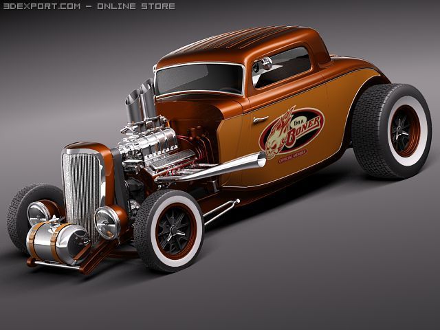 F1934 Hot Rod Oldschool Model 3D .c4d .max .obj .3ds .fbx .stl .blend 