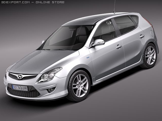 Hyundai i30 Blue 2011 Modelo 3D .c4d .max .obj .3ds .fbx .stl .blend 