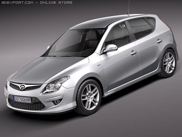 Hyundai i30 Blue 2011 3D Model .c4d .max .obj .3ds .fbx .stl .blend