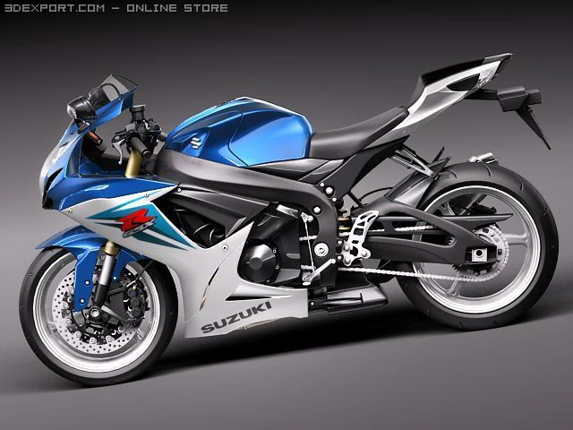 Suzuki GSXR 600 2011 3D Model .c4d .max .obj .3ds .fbx .stl .blend