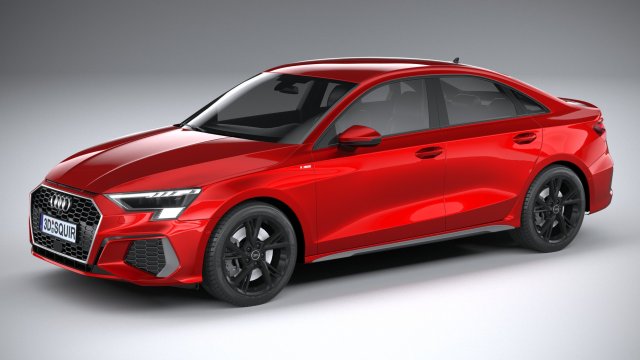 Audi A3 Sedan S-line 2021 Model 3D .c4d .max .obj .3ds .fbx .stl .blend
