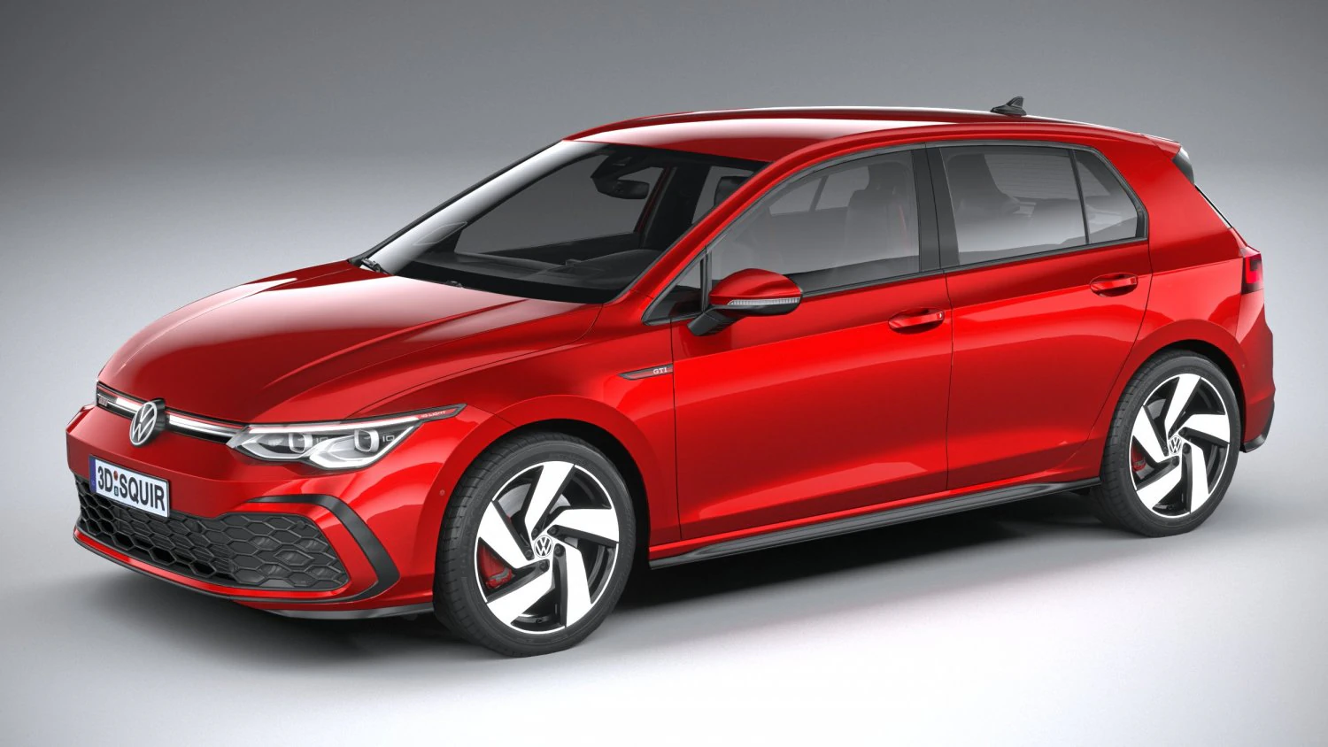 Volkswagen Golf GTI 5-door 2020 Lowpoly 3D Model .c4d .max .obj .3ds .fbx .stl .blend 