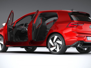 Volkswagen Golf GTI 5-door 2020 Lowpoly 3D मॉडल