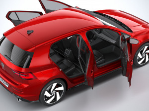Volkswagen Golf GTI 5-door 2020 Lowpoly 3D मॉडल