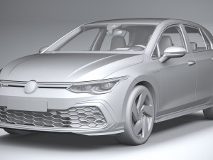 Volkswagen Golf GTI 5-door 2020 Lowpoly 3D मॉडल