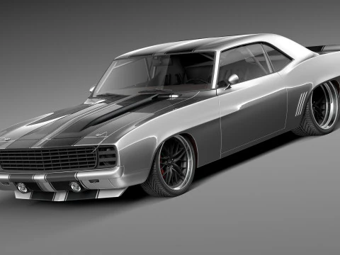 Chevrolet Camaro Pro Touring Custom 1969 року 3D Модель