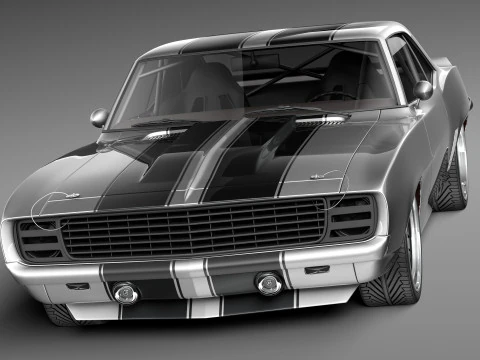 Chevrolet Camaro Pro Touring Custom 1969 року 3D Модель