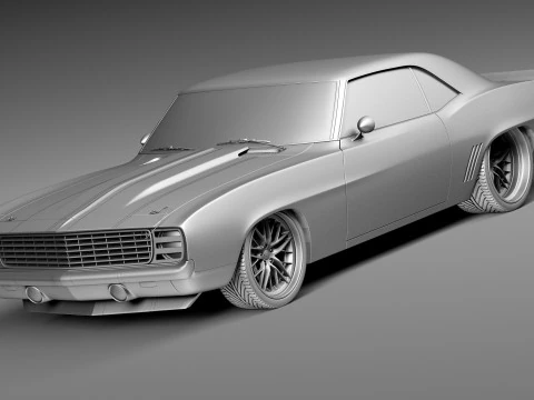 Chevrolet Camaro Pro Touring Custom 1969 року 3D Модель