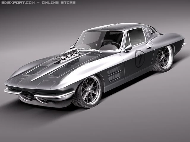Chevrolet Corvette C2 pro touring 3D Model .c4d .max .obj .3ds .fbx .stl .blend