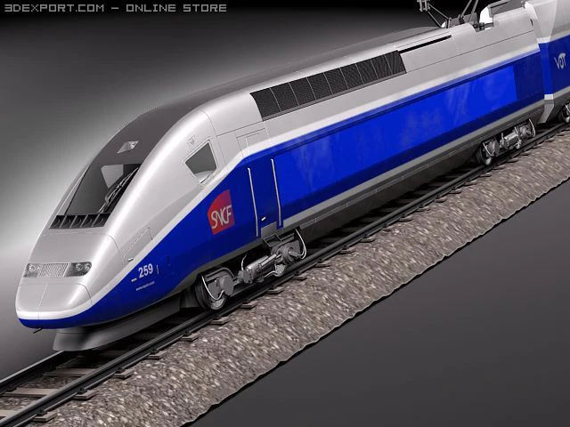 TGV Speed Train 2011 3D Model .c4d .max .obj .3ds .fbx .stl .blend