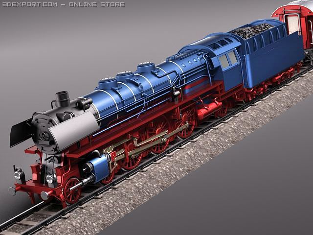 Steam Train Express F-series BR 0310 1950 3D Model .c4d .max .obj .3ds .fbx .stl .blend 