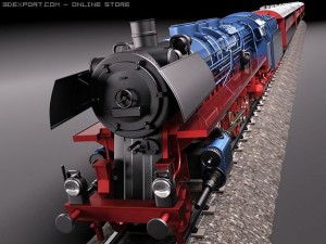 Steam Train Express F-series BR 0310 1950 3D Model