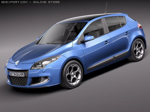 Renault Megane GT 2011 3D Model .c4d .max .obj .3ds .fbx .stl .blend