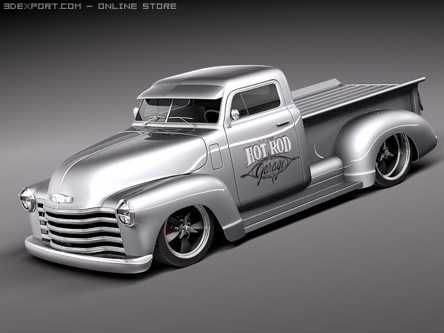 Chevrolet Pickup 1950 Street Rod Custom Model 3D .c4d .max .obj .3ds .fbx .stl .blend 