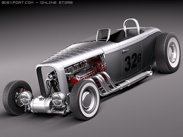 F1932 HotRod Salt Lake Racer 3D Модель .c4d .max .obj .3ds .fbx .stl .blend 
