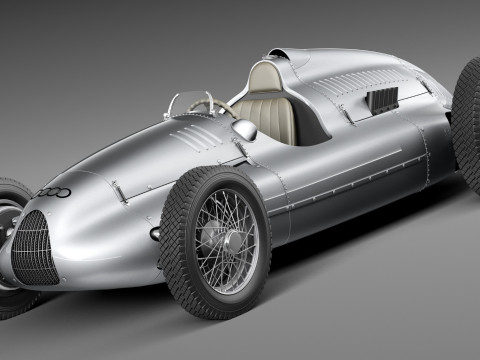 Auto Union Type D 1938 Race Car 3D Model
