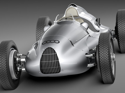 Auto Union Type D 1938 Race Car 3D Модель