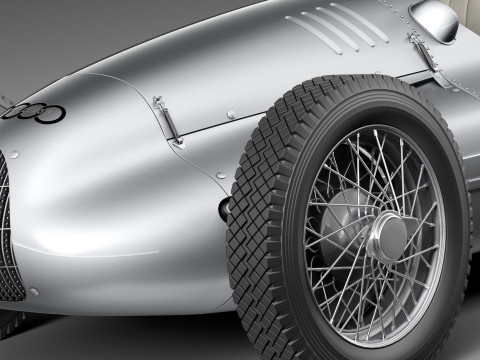 Auto Union Type D 1938 Race Car 3D Модель