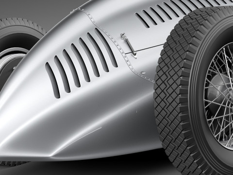 Auto Union Type D 1938 Race Car 3D Модель