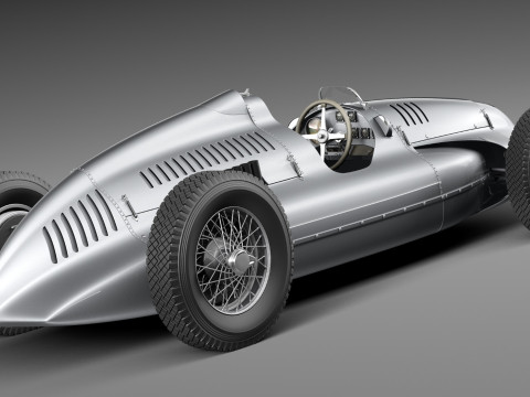 Auto Union Type D 1938 Race Car 3D Модель
