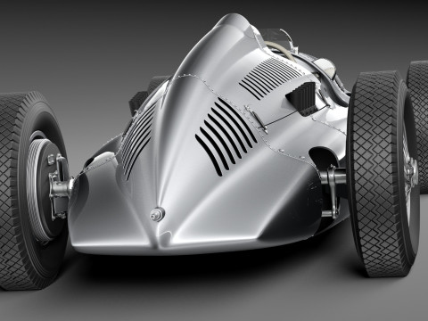 Auto Union Type D 1938 Race Car 3D Модель