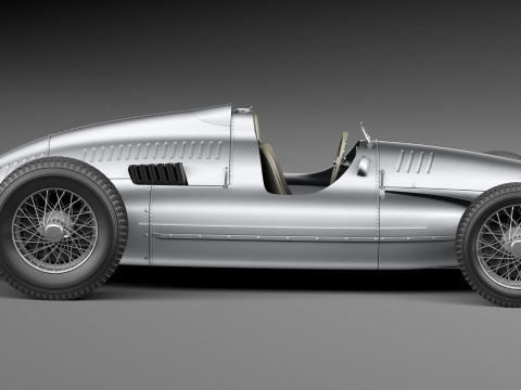 Auto Union Type D 1938 Race Car 3D Модель