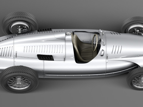 Auto Union Type D 1938 Race Car 3D Модель