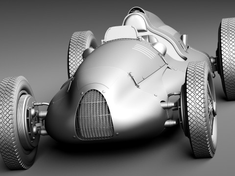 Auto Union Type D 1938 Race Car 3D Модель